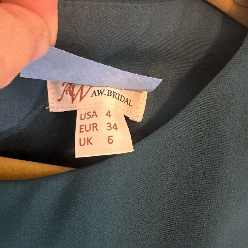 Satin Charmeuse A-Line Maxi Dress Jewel Bateau Neckline Built in Bra! Size 4 - Picture 7 of 13